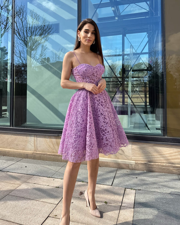 Elegant short purple dress